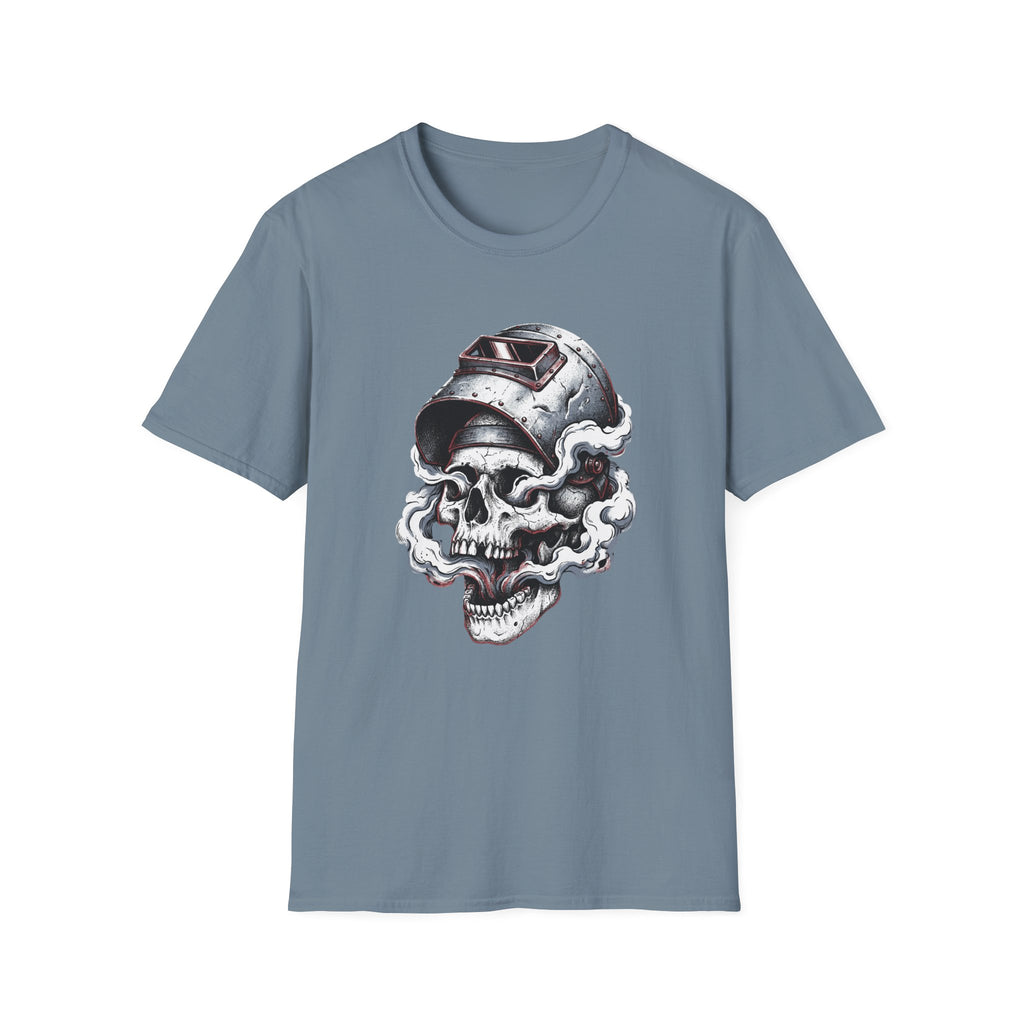 Welding Skull Graphic T-Shirt — Vintage Welder Helmet Design