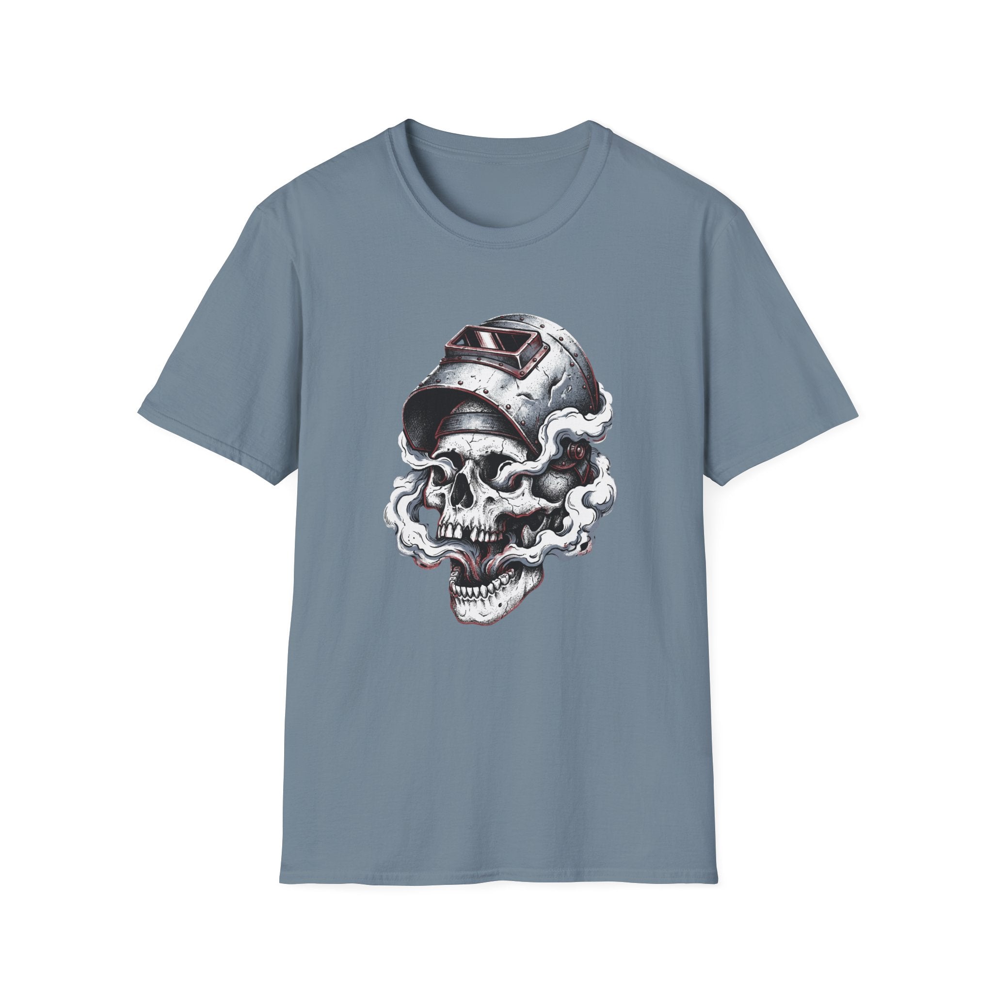Welding Skull Graphic T-Shirt — Vintage Welder Helmet Design