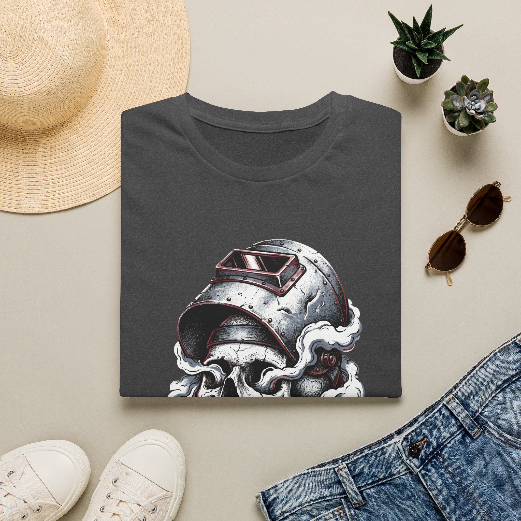 Welding Skull Graphic T-Shirt — Vintage Welder Helmet Design