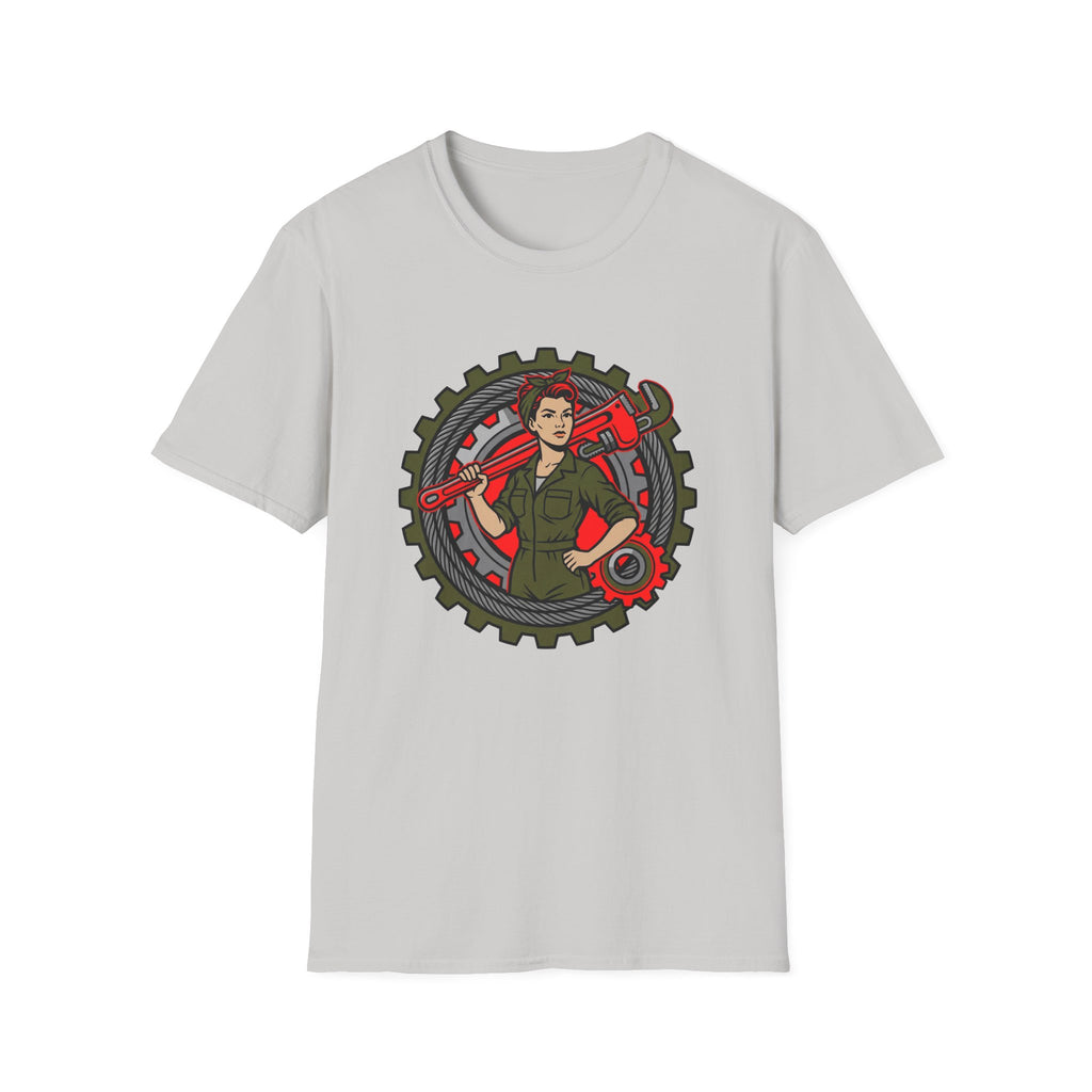 Woman in Trades Wrench T-shirt
