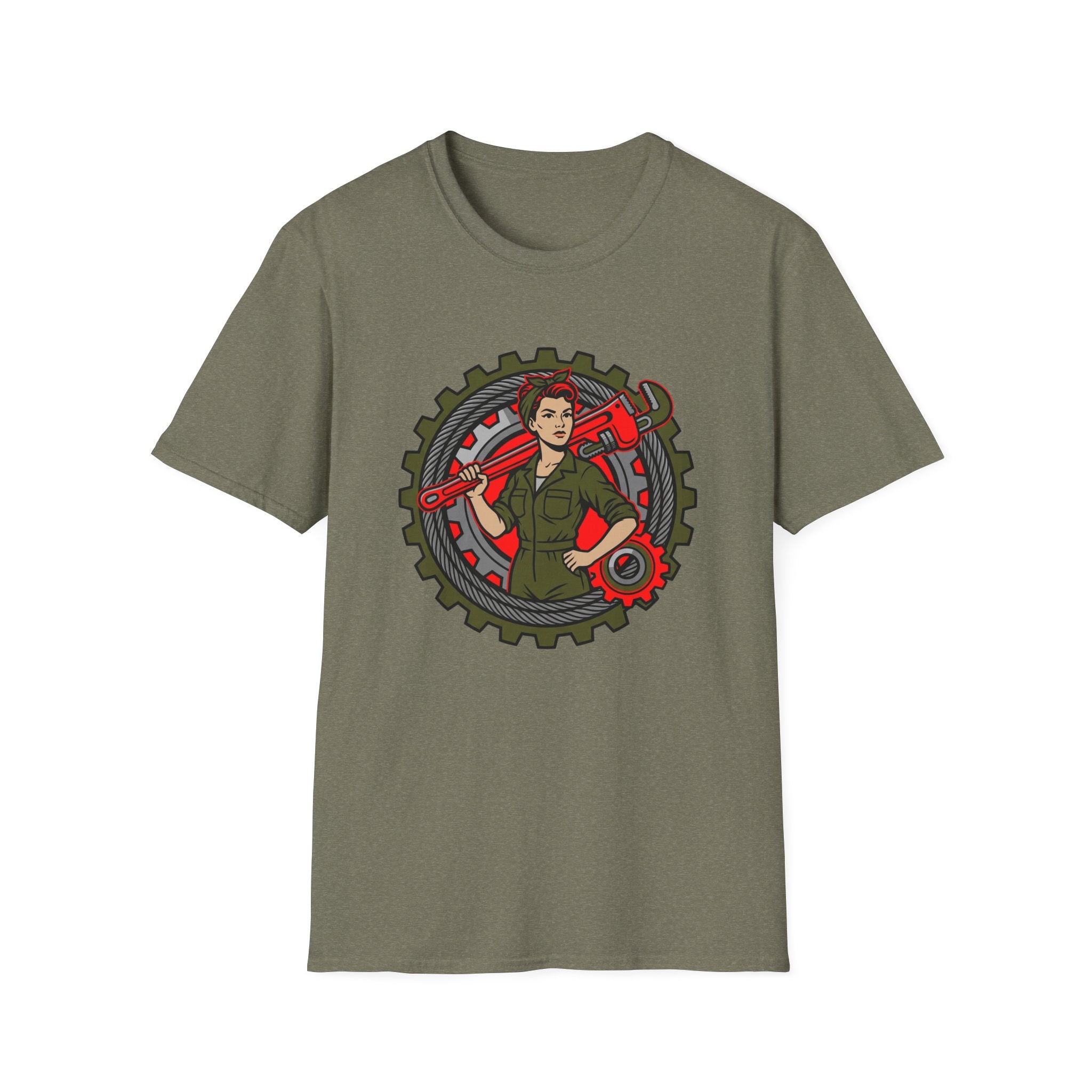Woman in Trades Wrench T-shirt