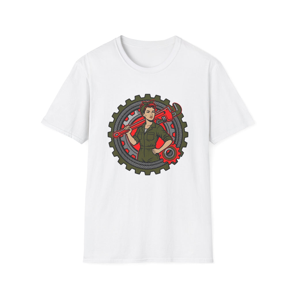 Woman in Trades Wrench T-shirt