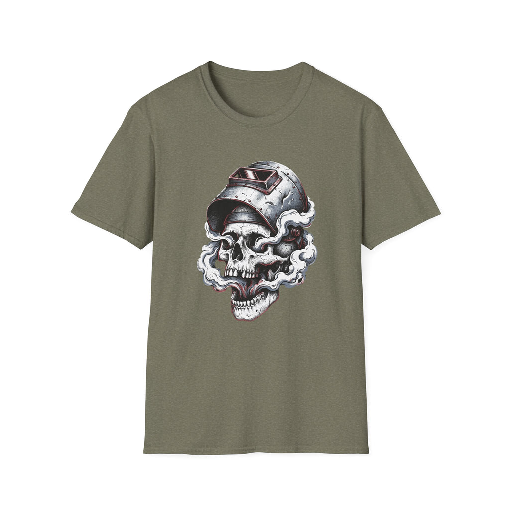 Welding Skull Graphic T-Shirt — Vintage Welder Helmet Design