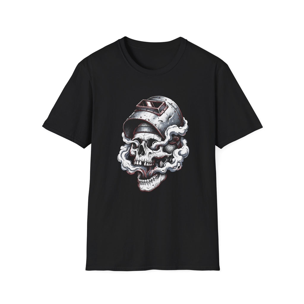 Welding Skull Graphic T-Shirt — Vintage Welder Helmet Design