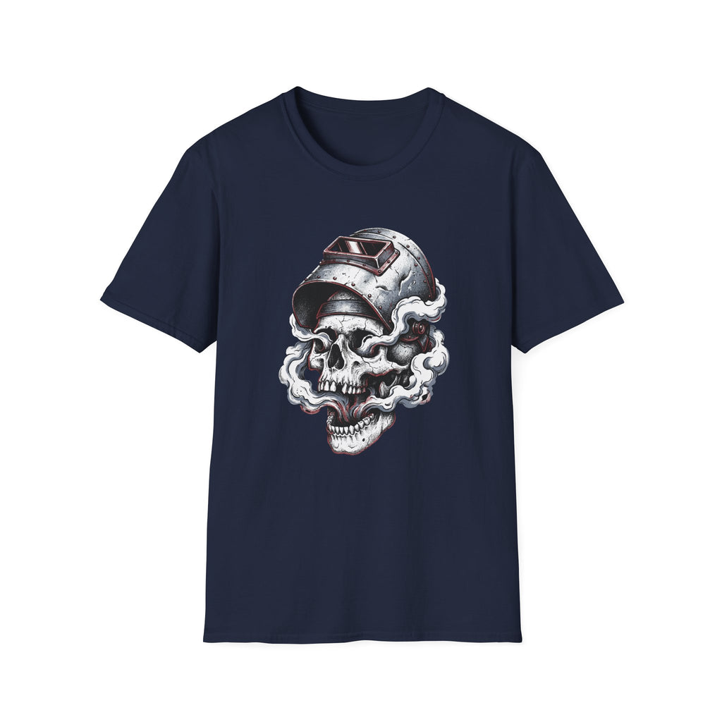 Welding Skull Graphic T-Shirt — Vintage Welder Helmet Design