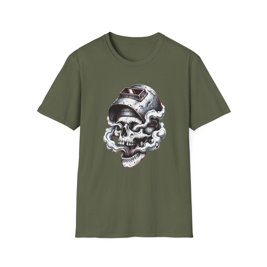 Welding Skull Graphic T-Shirt — Vintage Welder Helmet Design