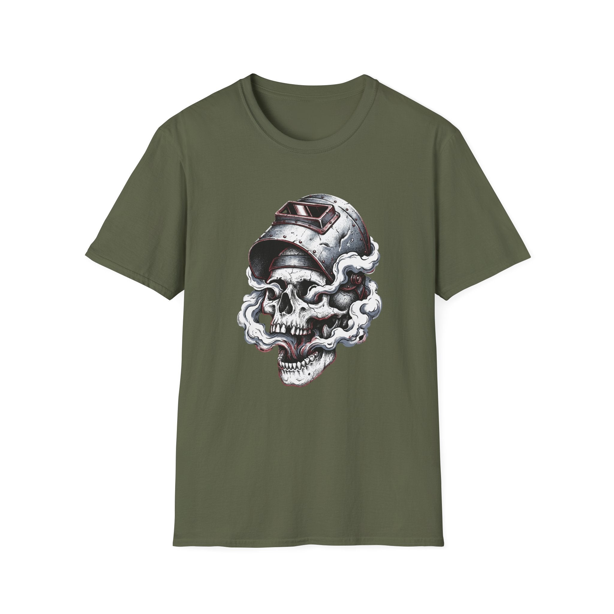 Welding Skull Graphic T-Shirt — Vintage Welder Helmet Design