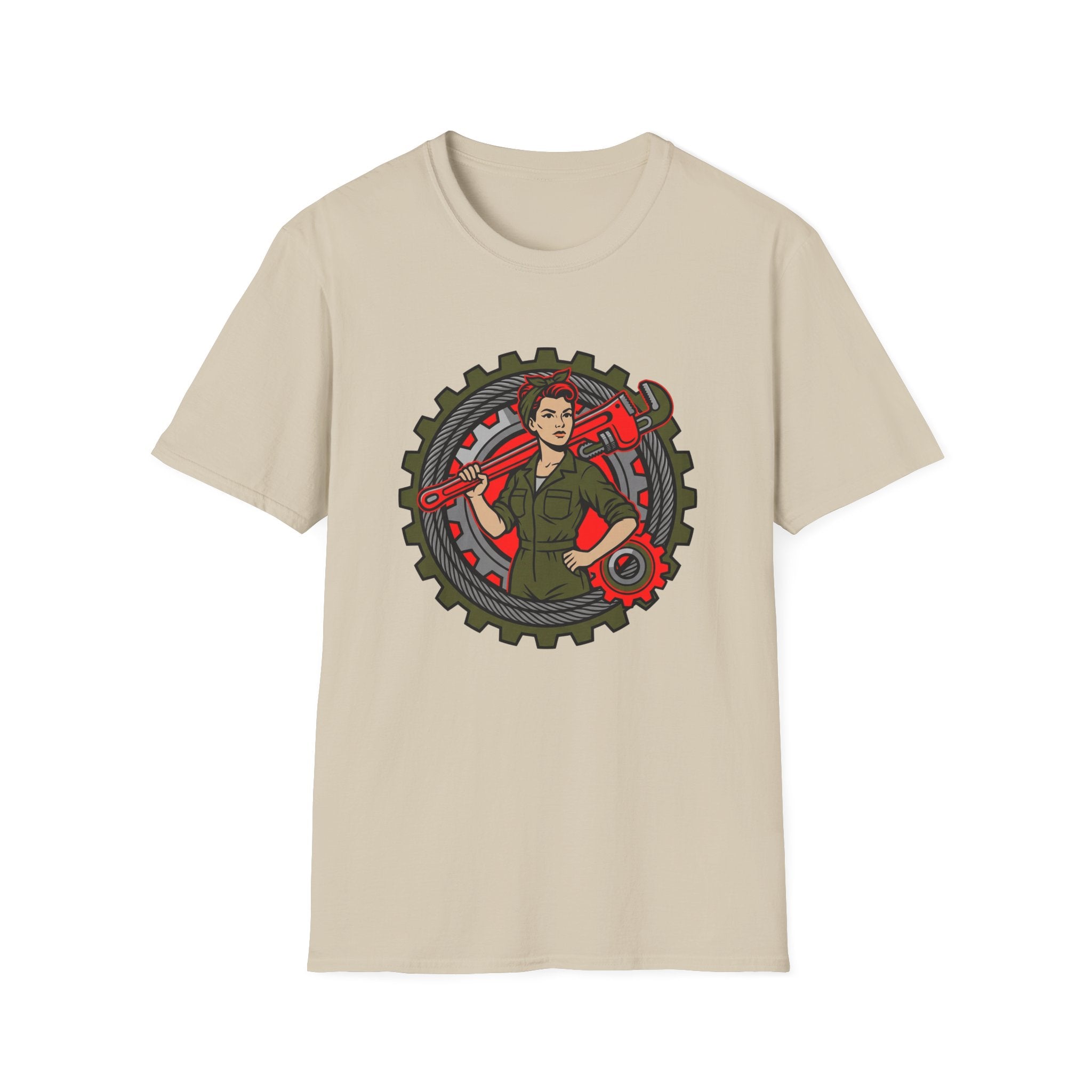 Woman in Trades Wrench T-shirt