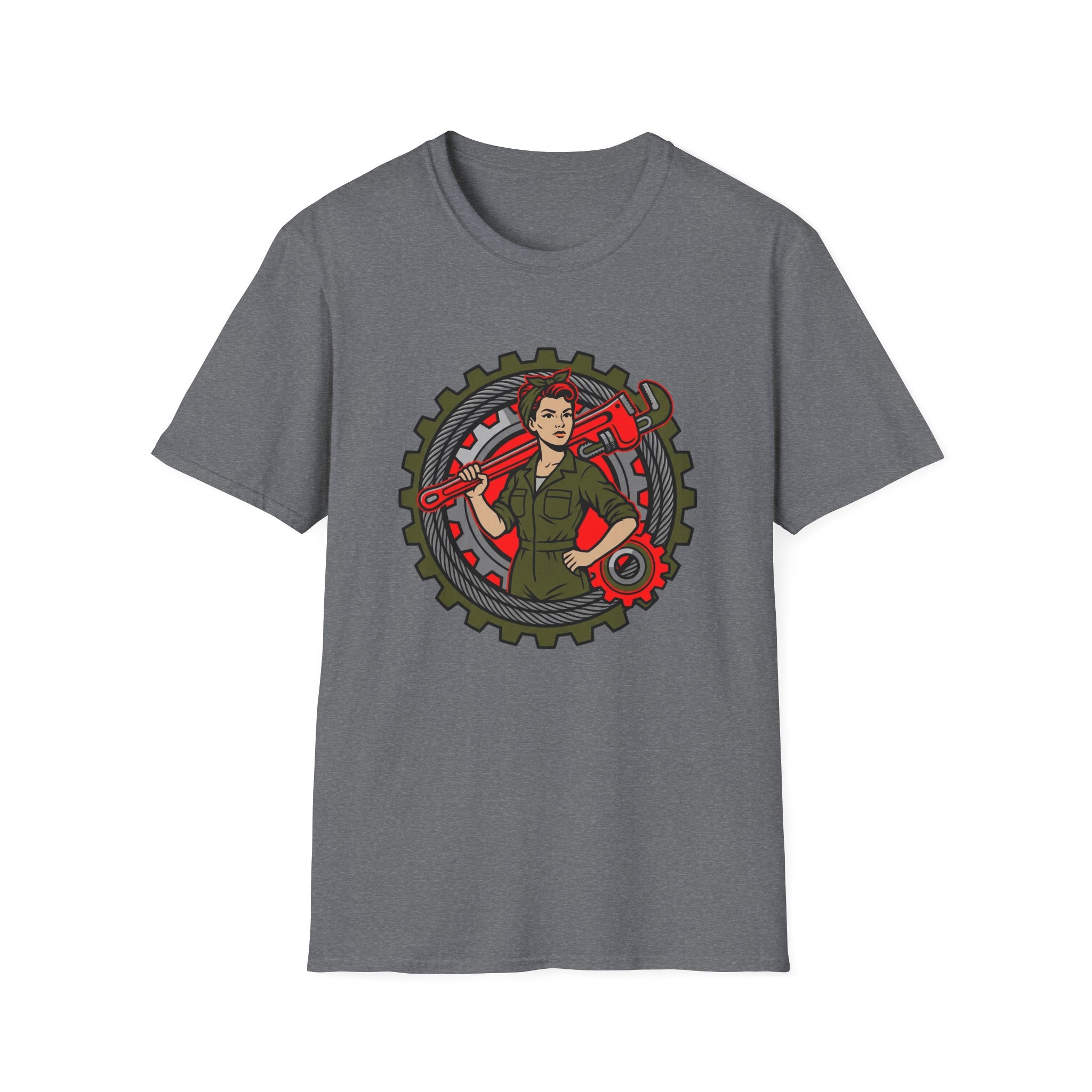 Woman in Trades Wrench T-shirt