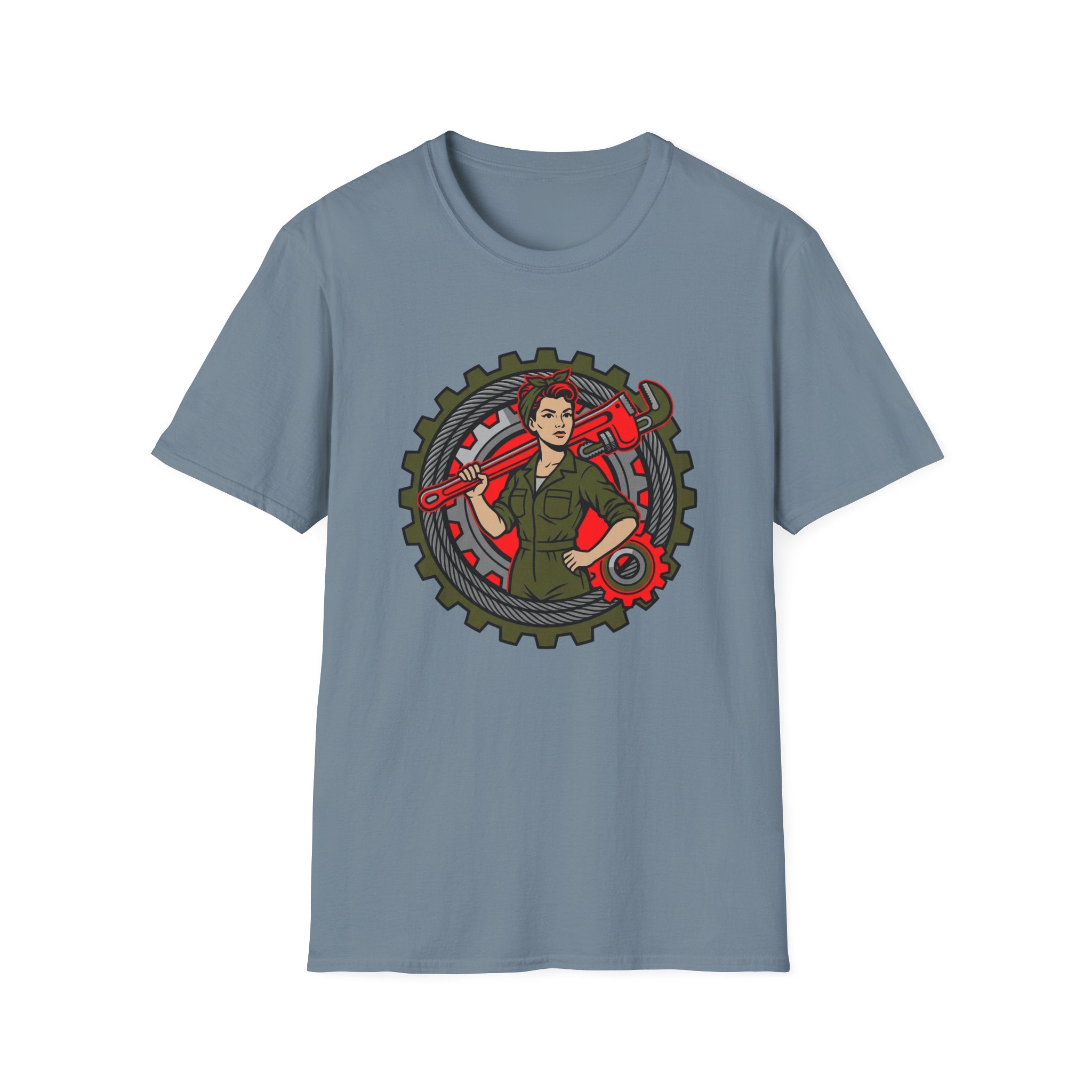 Woman in Trades Wrench T-shirt