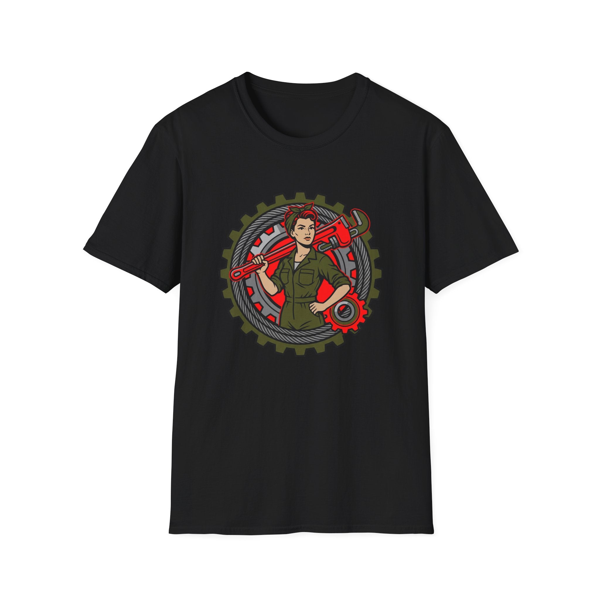 Woman in Trades Wrench T-shirt