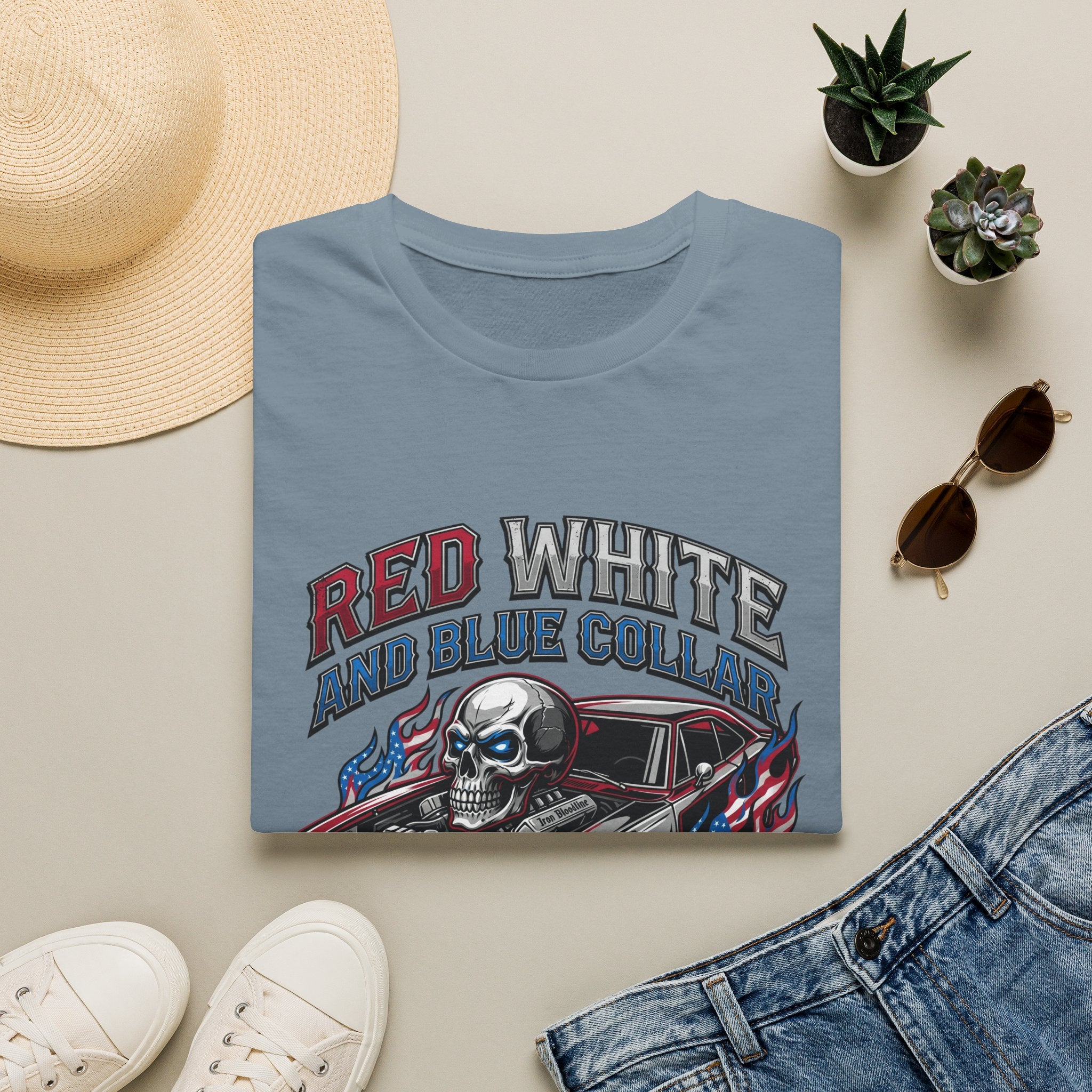 Red White Blue Collar T-shirt