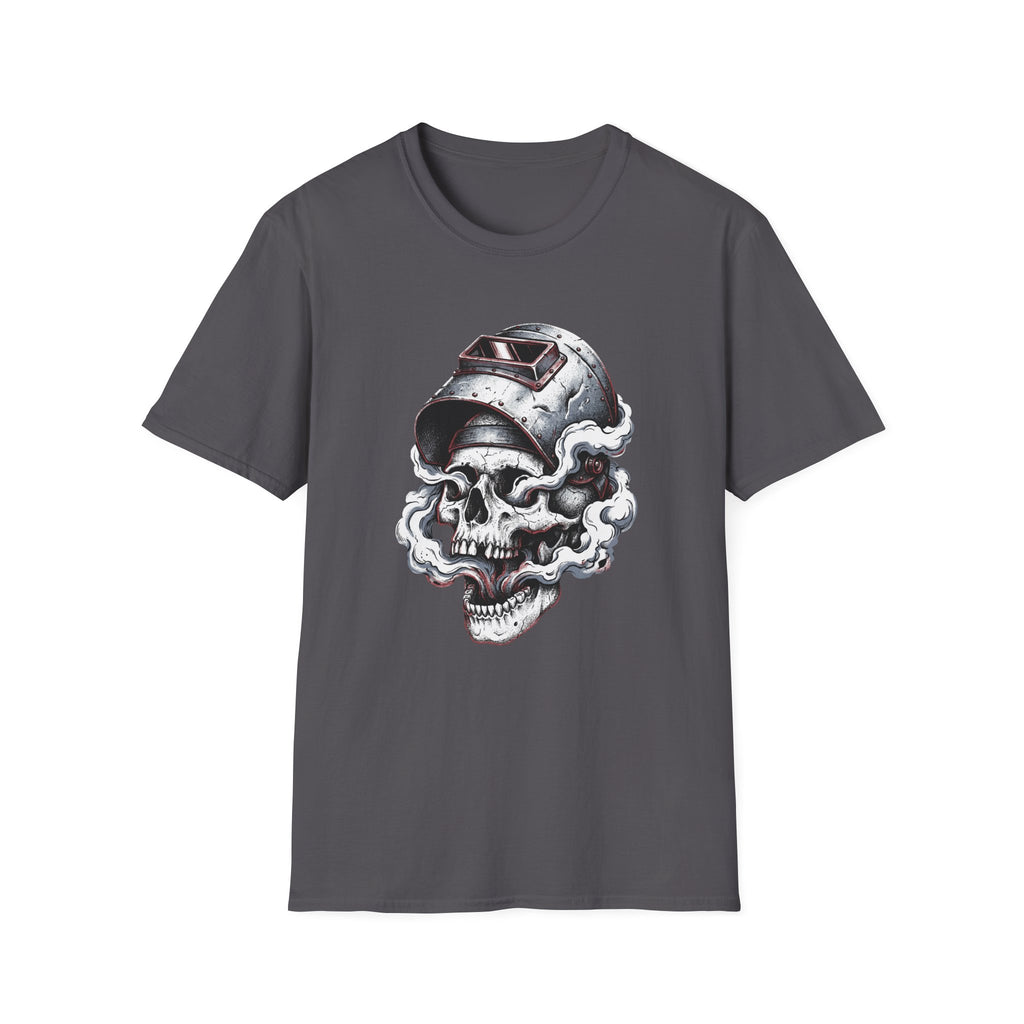 Welding Skull Graphic T-Shirt — Vintage Welder Helmet Design